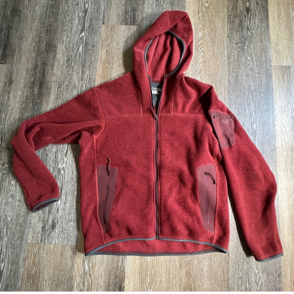 Arc'teryx Arenite Hoody Mens Medium Red Full Zip Fleece Jacket 3784